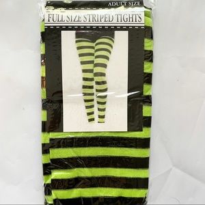 Green & Black striped pantyhose tights One size